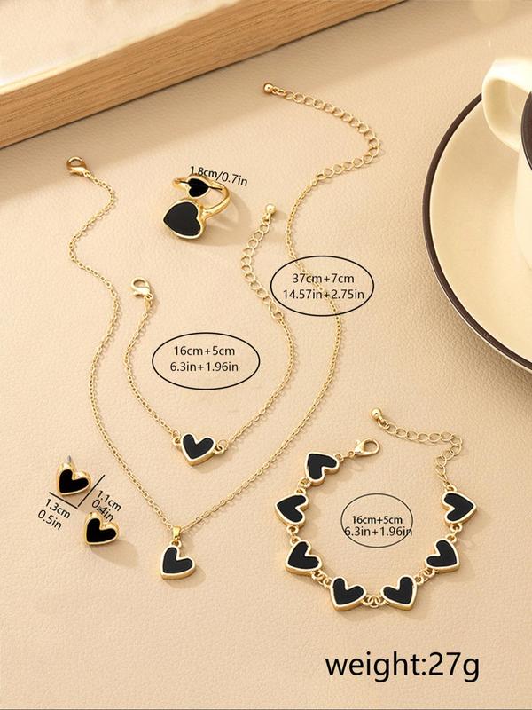 Women's Elegant Heart Design Jewelry Set, Fashion Jewelry for Party, Daily Clothing Decor, Trendy All-match & Exquisite Jewelry for Birthday Gift