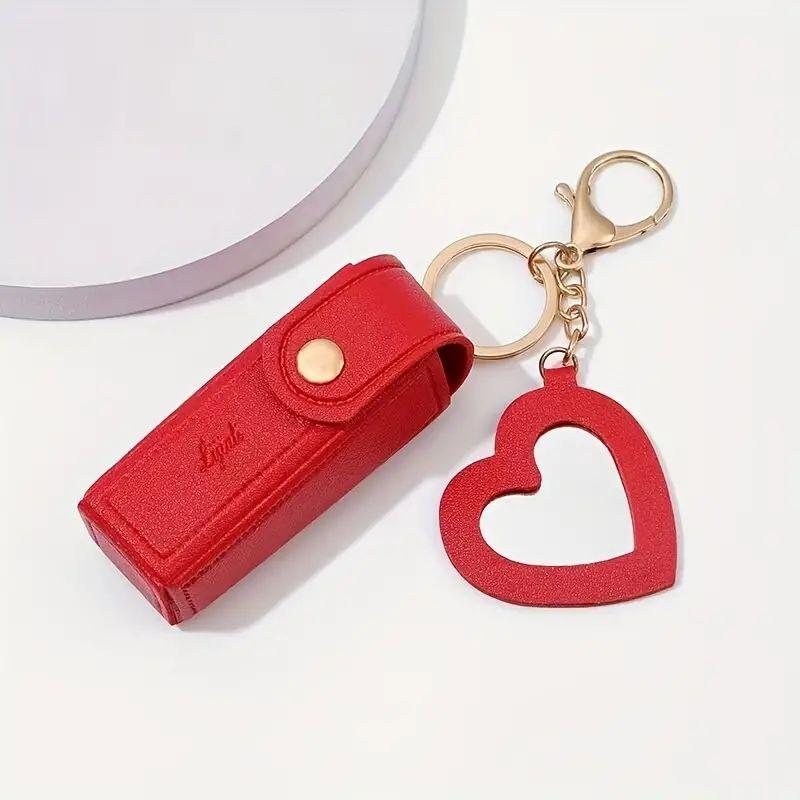 Portable Lipstick Keychain, 2 Counts set Mini Lip Gloss Storage Bag, Makeup Bag for Women & Girls, Key Chain Design Cosmetic Holder