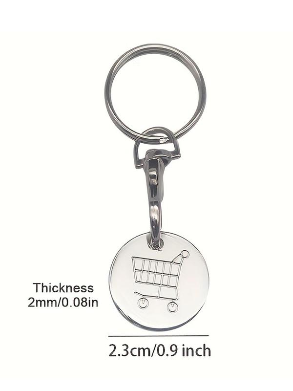 Cute Trendy Stainless Steel Removable Shopping Trolley Token Key Fob, Keychain Ring, Car Key Holder Keychain for Shopping Cart, Kawaii Accessories As Summer 2024 Birthday Gift, Car Accessories