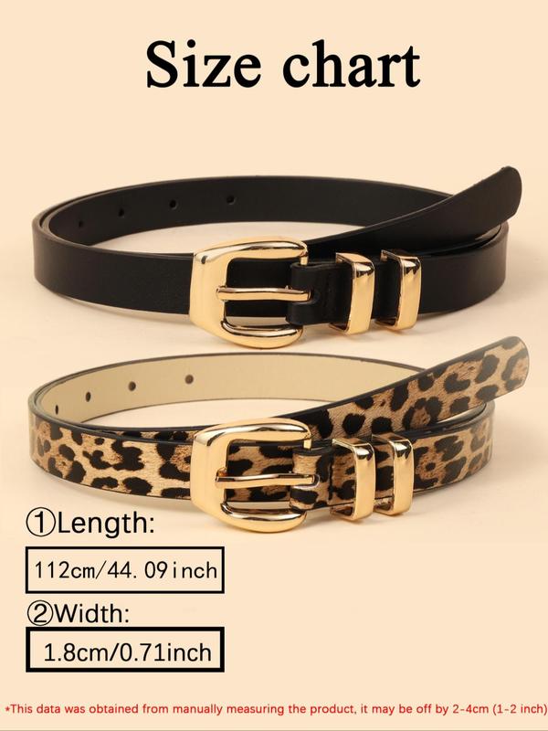 Women's Fashionable Leopard Print PU Buckle Belt, Casual Waistband for Jeans Trousers, Fashion Belt for Party, Daily Clothing Decor, Trendy All-match & Exquisite Belt for Birthday Gift