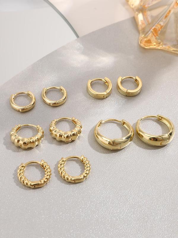 5 Pairs Simple Geometric Twist Hoop Earrings, Fashionable Earrings for Women, Daily Use, Fashion All-match  Luxury Jewelry