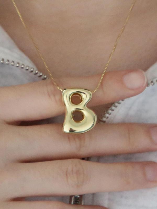 Unisex Fashion Alphabet Detail Pendant Necklace, Casual Hollow Out Design Neckalce for Party, Daily Clothing Decor, Trendy Exquisite Jewelry As Gift