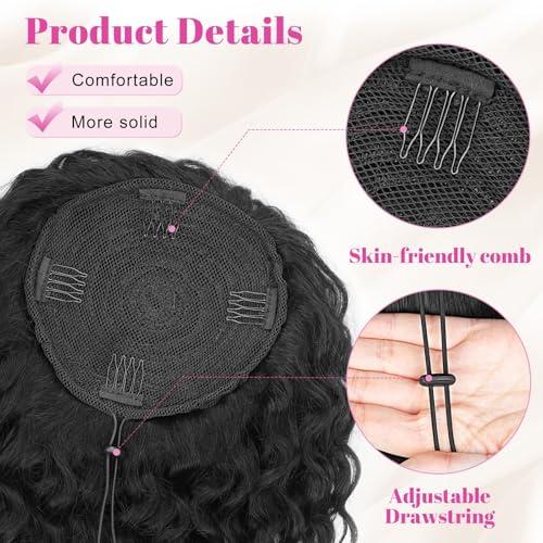 AISI HAIR Wavy Curly Drawstring Ponytail Extension for Women Soft Natural Synthetic Hairpiece Thick For Daily Use fluffy hairpiece