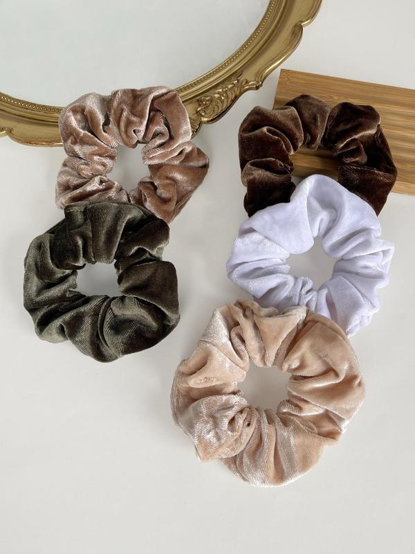 Velvet Solid Color Scrunchie, Elegant Matching Hair Tie for Ponytail Holder, Casual Simple Hair Accessories for Women & Girls, 2024 Fall Outfits