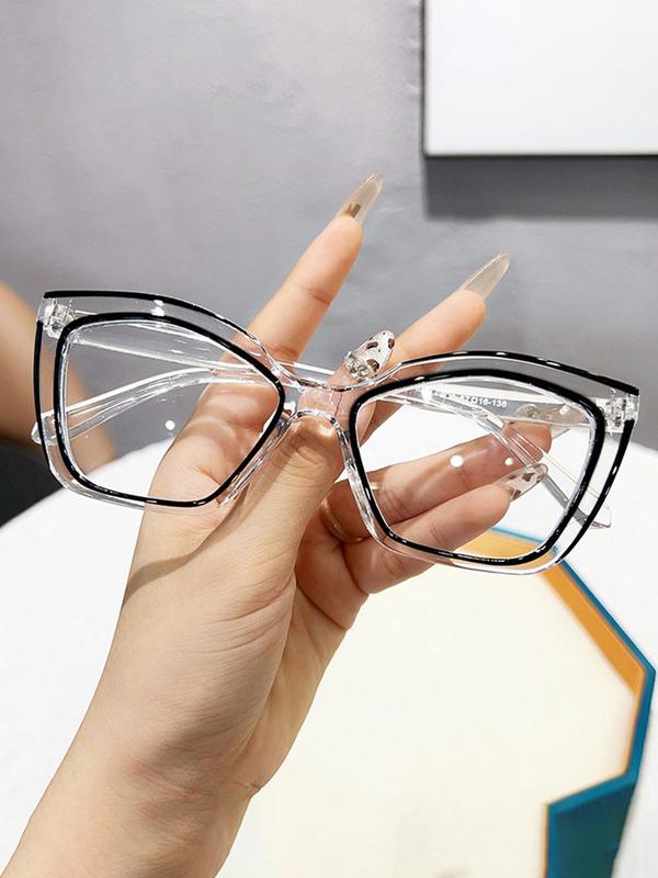 Vintage Cat Eye Frame Eyeglasses, Trendy Casual Eyeglasses for Women, Fashion Eyeglasses for Work, Daily Clothing Decor, Perfect for Student Daily Use