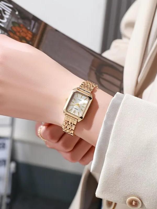 Women's Elegant Rectangle Dial Quartz Watch, Fashionable Wristwatch for Women & Girls, Trendy All-match & Exquisite Watch for Birthday Gift without Box Fall Outfits Fall Freshness