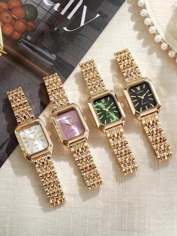 Women's Elegant Rectangle Dial Quartz Watch, Fashionable Wristwatch for Women & Girls, Trendy All-match & Exquisite Watch for Birthday Gift without Box Fall Outfits Fall Freshness