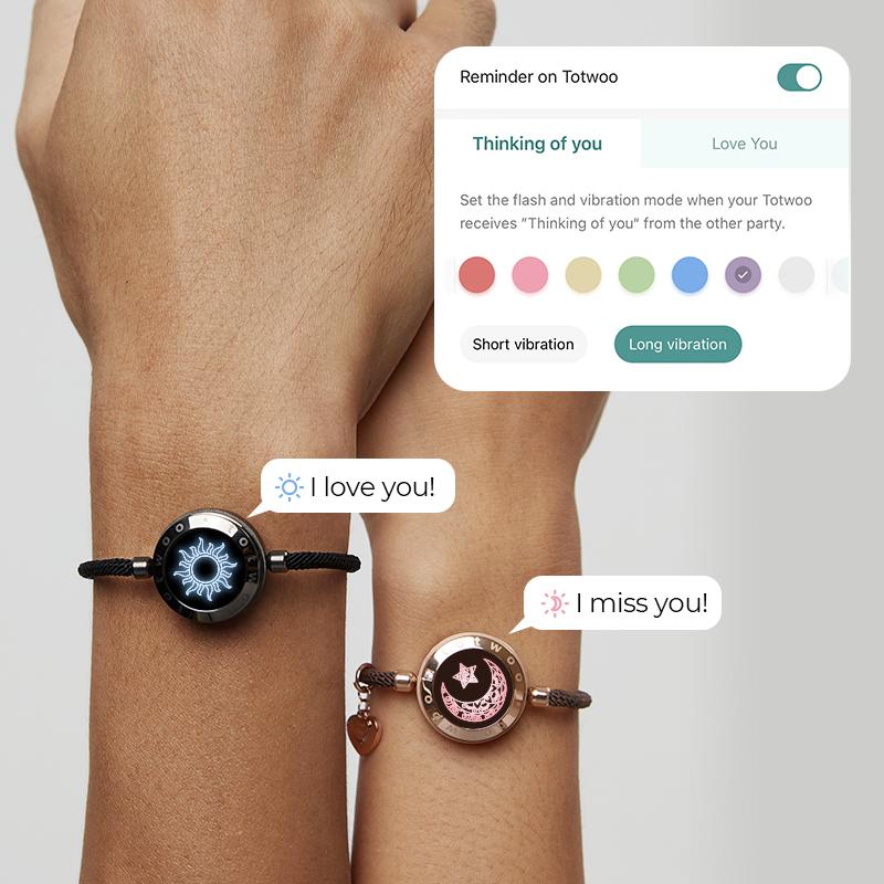 totwoo Sun&Moon Touch Bracelets Long Distance with Functional Love Connect Gift For Boyfriend or Girlfriend or your Familay