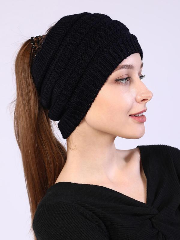 Women's Solid Color Knit Hair Band, Elegant Wide Band Hair Band for Fall & Winter, Fashion Hair Accessories for Women & Girls