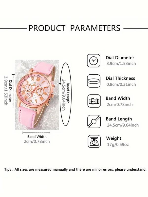 Women's Elegant Quartz Watch &  Jewelry Set, Including Round Dial Watch & Butterfly Design Bracelet & Necklace & Earrings, Fashion Watch Set for Women As Gift without Box