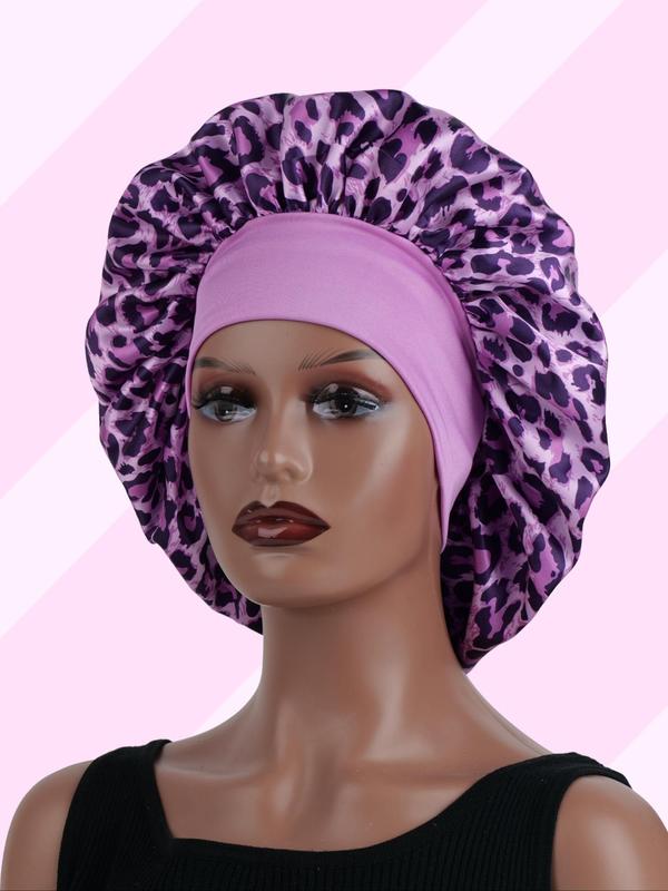 Leopard Print Wide Band Sleep Bonnet, Soft Smooth Touch Hair Protect Sleep Cap Bonnet with Soft Wrap Band, Fashion Accessories for Women