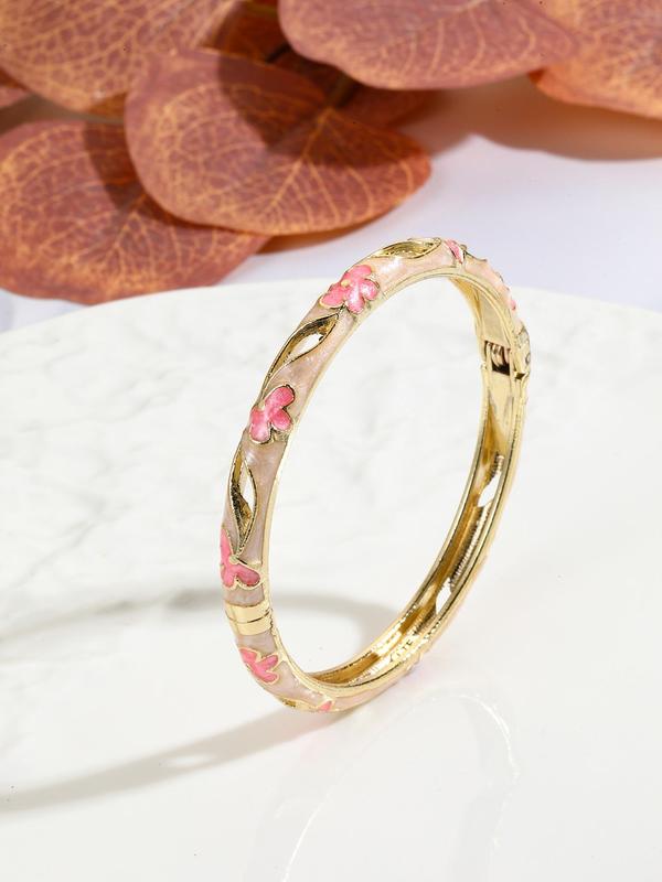 Fashion Elegant Flower Design Bracelet for Women, Fashion Enamel Jewelry for Party, Daily Clothing Decor, Trendy All-match & Exquisite Jewelry for Birthday Gift