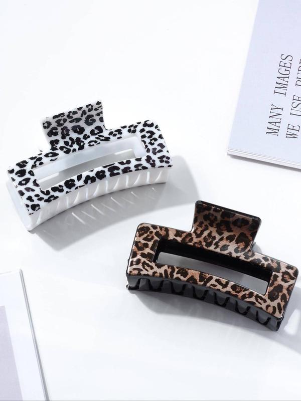 Leopard Pattern Hollow Out Design Hair Claws (2pcs), Casual and Versatile Hair Accessories for Women, Trendy Accessories for Party and Daily Life