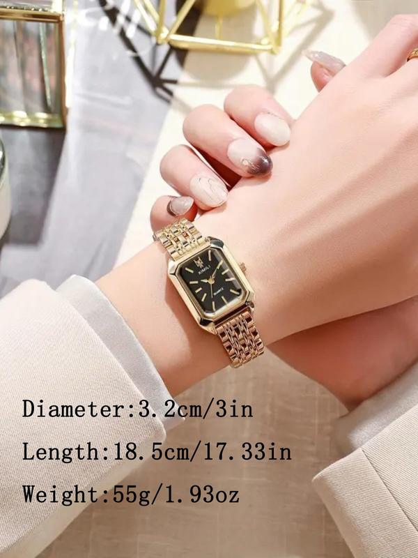 Women's Elegant Rectangle Dial Quartz Watch, Fashionable Wristwatch for Women & Girls, Trendy All-match & Exquisite Watch for Birthday Gift without Box Fall Outfits Fall Freshness