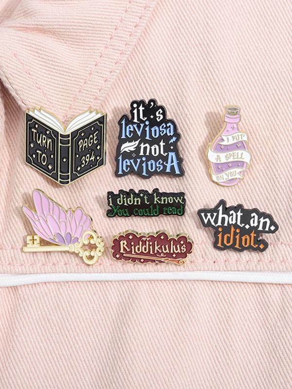 Cartoon Book & Butterfly & Key Design Brooch, Fashion Alloy Badge for Daily Clothing Decor, Trendy All-match & Exquisite Brooch for Birthday Gift