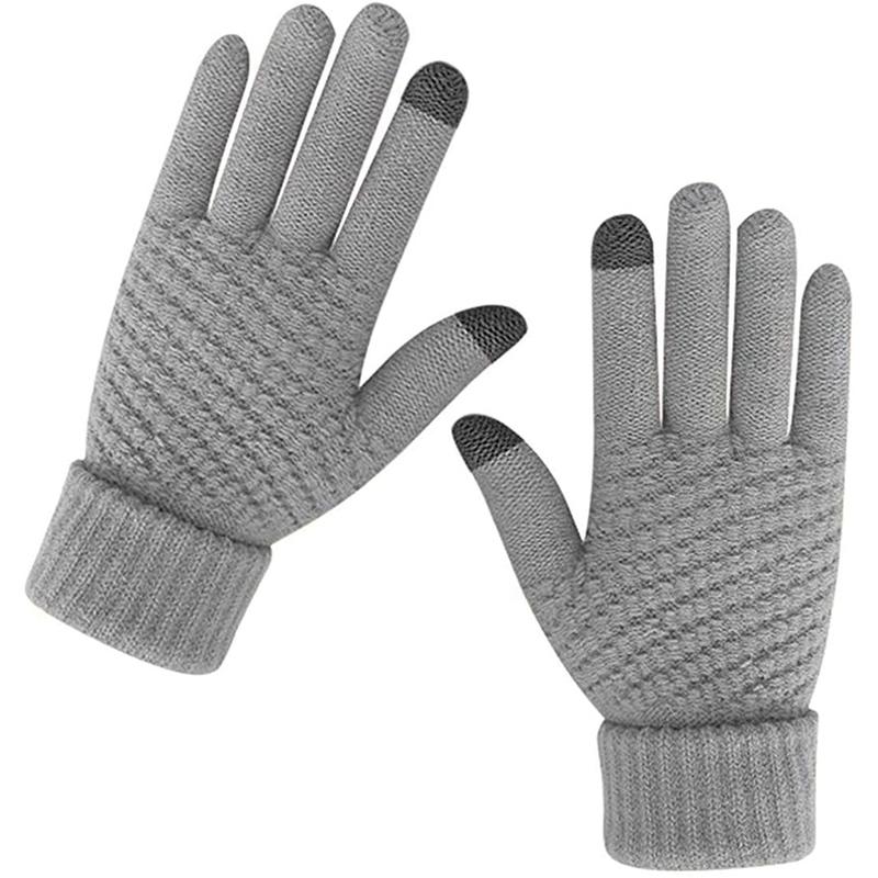 Winter Touch Screen Gloves for Men Women Warm Fleece Lined Knit Touchscreen Texting Gloves Elastic Cuff Thermal Soft Winter Cold Weather Gloves