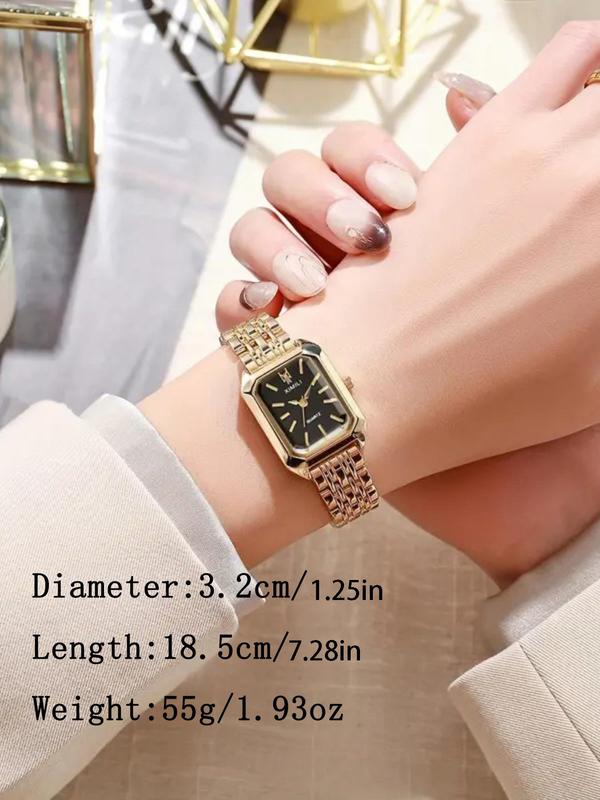 Women's Elegant Rectangle Dial Quartz Watch, Fashionable Wristwatch for Women & Girls, Trendy All-match & Exquisite Watch for Birthday Gift without Box Fall Outfits Fall Freshness