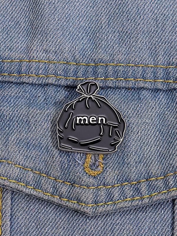 Fashionable Men's Letter Graphic Brooch, Punk Style Alloy Clothes Accessories