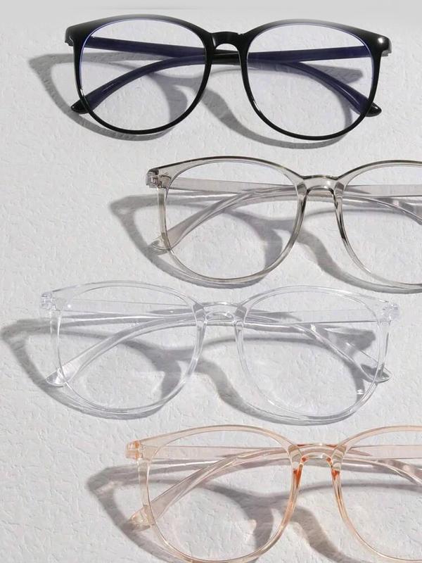 4 Pairs Simple Casual Eyeglasses for Everyday Use, Summer Trendy Oval Frame Fashion Eyewear, Travel Accessories