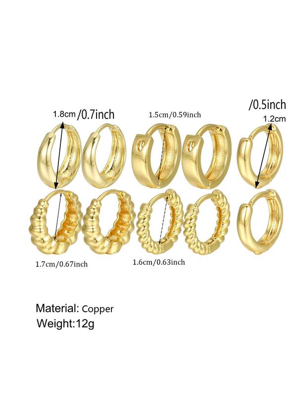 5 Pairs Simple Geometric Twist Hoop Earrings, Fashionable Earrings for Women, Daily Use, Fashion All-match  Luxury Jewelry