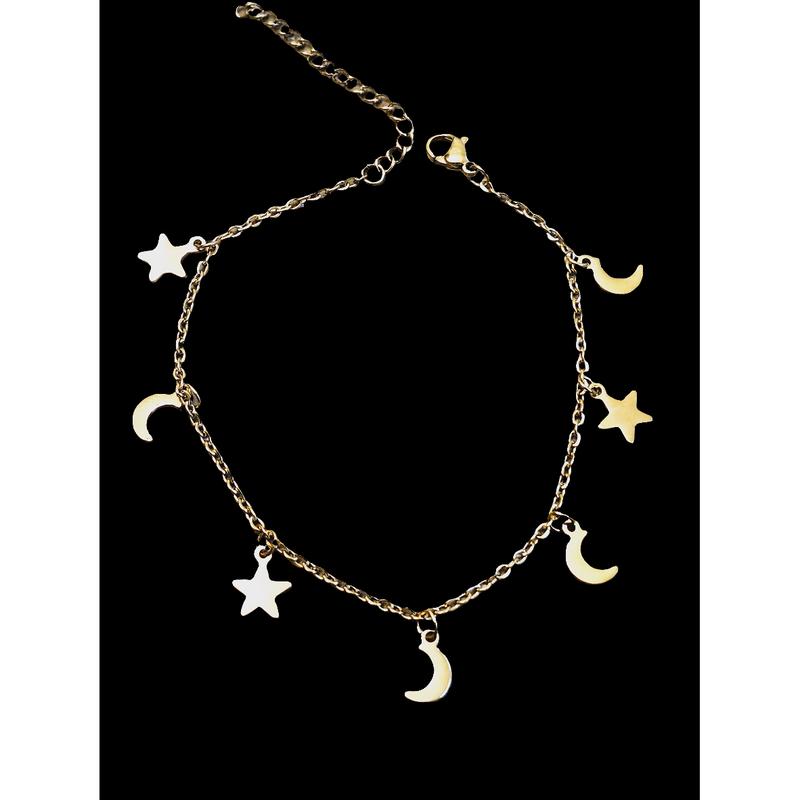 Moon and Star Anklet