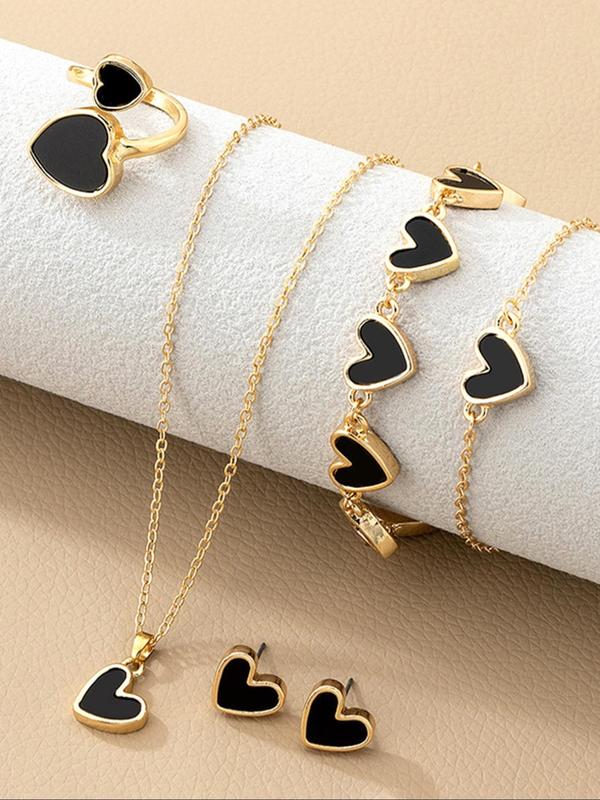 Women's Elegant Heart Design Jewelry Set, Fashion Jewelry for Party, Daily Clothing Decor, Trendy All-match & Exquisite Jewelry for Birthday Gift