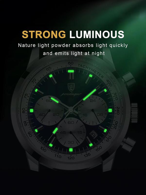 Men's Business Fashion Luminous Quartz Watch, Casual Trendy Waterproof Wristwatch, Fashionable Watch for Daily & Business Decoration As Gift with Box