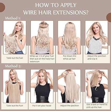 Full Shine Halo hair extensions Human Hair Invisible Wire