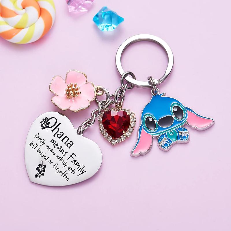 Stitch Gifts Cute Keychains Ohana Means Family Friendship Gift Stich Stuff Ornament Heart Keychain Birthday Present