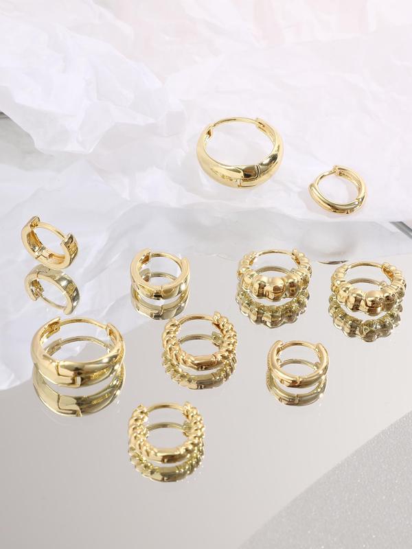 5 Pairs Simple Geometric Twist Hoop Earrings, Fashionable Earrings for Women, Daily Use, Fashion All-match  Luxury Jewelry