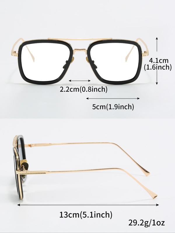 Unisex Simple Style Plain Color Eyeglasses, Casual Trendy Double Beam Eyeglasses for Everyday Use, Basic Fashion Eyeglasses for Daily Decor