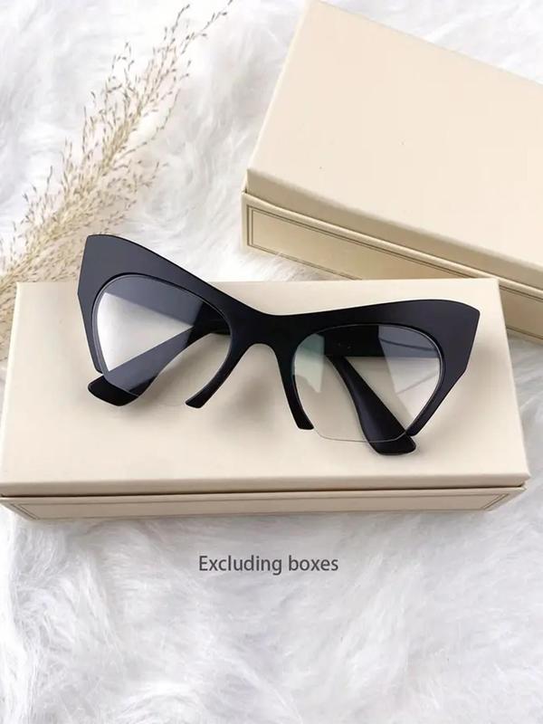 Unisex Vintage Cat Eye Semi-frame Eyeglasses, 2024 New Style Trendy Casual Eyeglasses for Everyday Women Girls Use, Fashion Accessories for Outdoor Activities