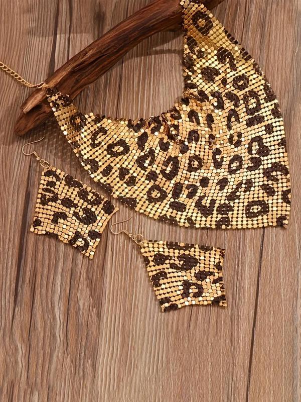 Women's Elegant Leopard Print Geometric Design Jewelry Set, Fashion Jewelry for Party, Daily Clothing Decor, Trendy All-match & Exquisite Jewelry for Birthday Gift