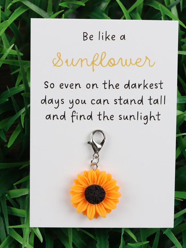 Cute Sunflower Design Keychain with Cheer Up Card, Inspirational Gift for Family, Friends and Coworkers, Small Business Supplies, Thank You Cards