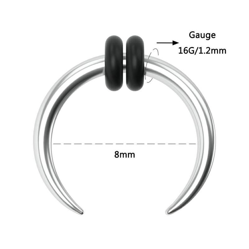 Oufer 316L Stainless Steel Cresent Horseshoe Pincher Ring Hoop 8-16G