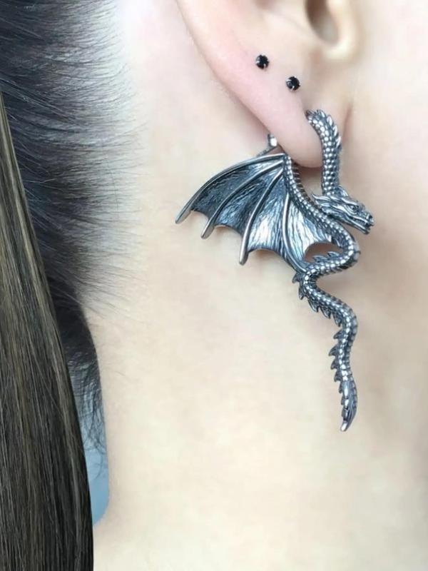 Personalized Dragon Design Dangle Earrings, 1 Pair Gothic Punk Hip Hop Jewelry for Holiday Party, Trendy All-match & Exquisite Jewelry for Birthday Gift