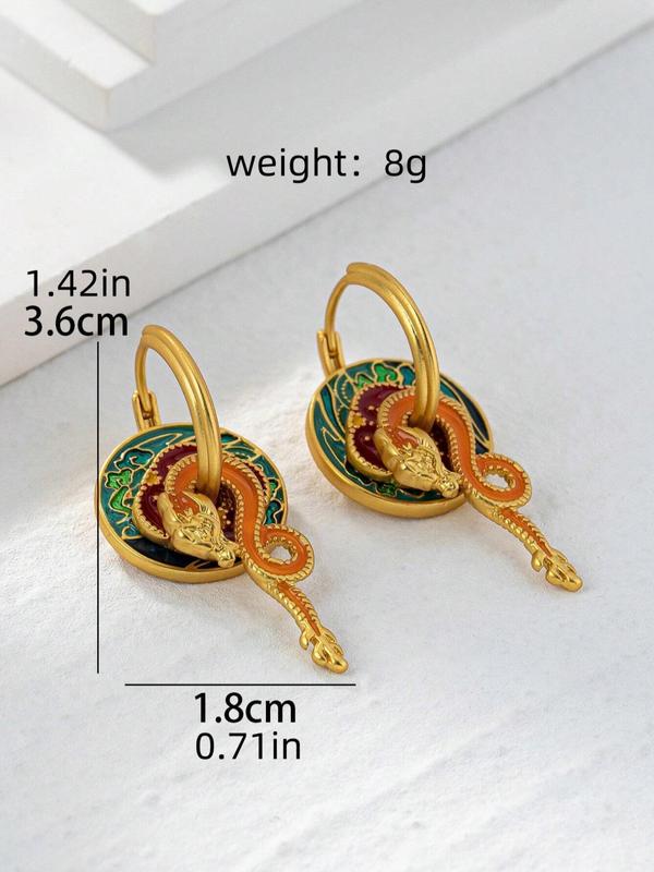 Women's Elegant Dragon Design Dangle Earrings, Exquisite Trendy Dangle Earrings, Chic Gorgeous Jewelry As Gift for Girlfriend