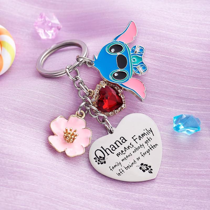 Stitch Gifts Cute Keychains Ohana Means Family Friendship Gift Stich Stuff Ornament Heart Keychain Birthday Present