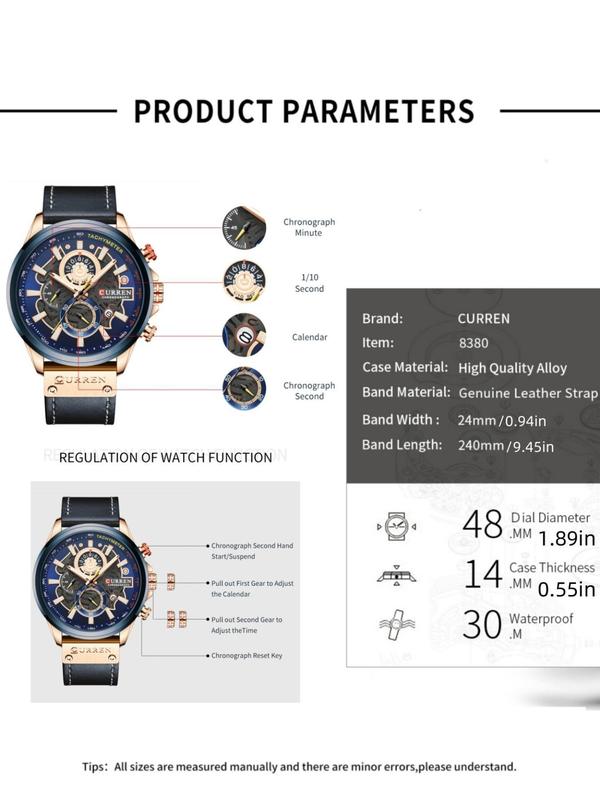 Men's Business Fashion Round Dial Analog-digital Quartz Watch, Fashion Luminous Watch for Party, Daily Clothing Decor, Trendy All-match & Exquisite Watch for Birthday Gift with Box