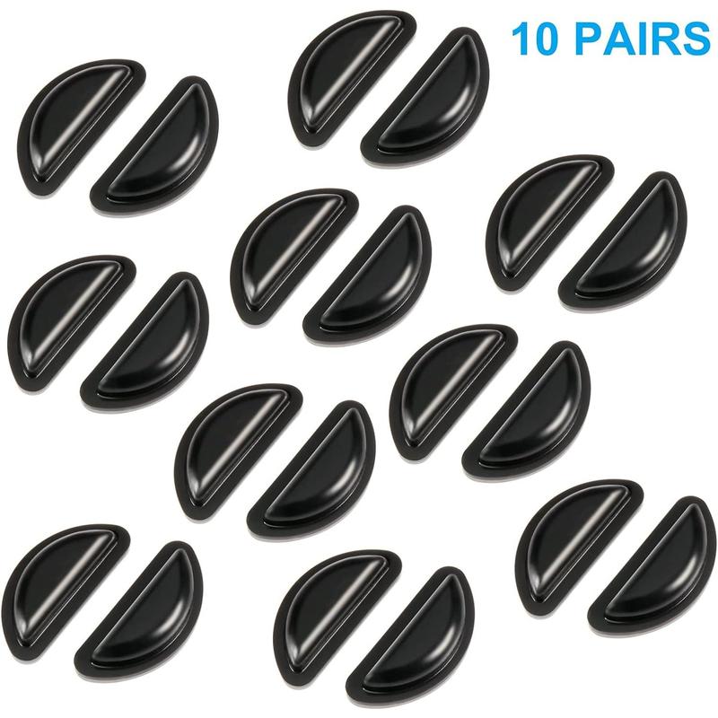 Eyeglass Nose Pads, Soft Silicone Adhesive Glasses Nose Pad, Anti-Slip Heighten Air Chamber Nose Pads for Full Plastic Frames, 10 Pairs (Black)