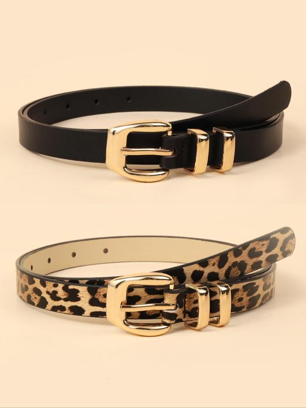 Women's Fashionable Leopard Print PU Buckle Belt, Casual Waistband for Jeans Trousers, Fashion Belt for Party, Daily Clothing Decor, Trendy All-match & Exquisite Belt for Birthday Gift