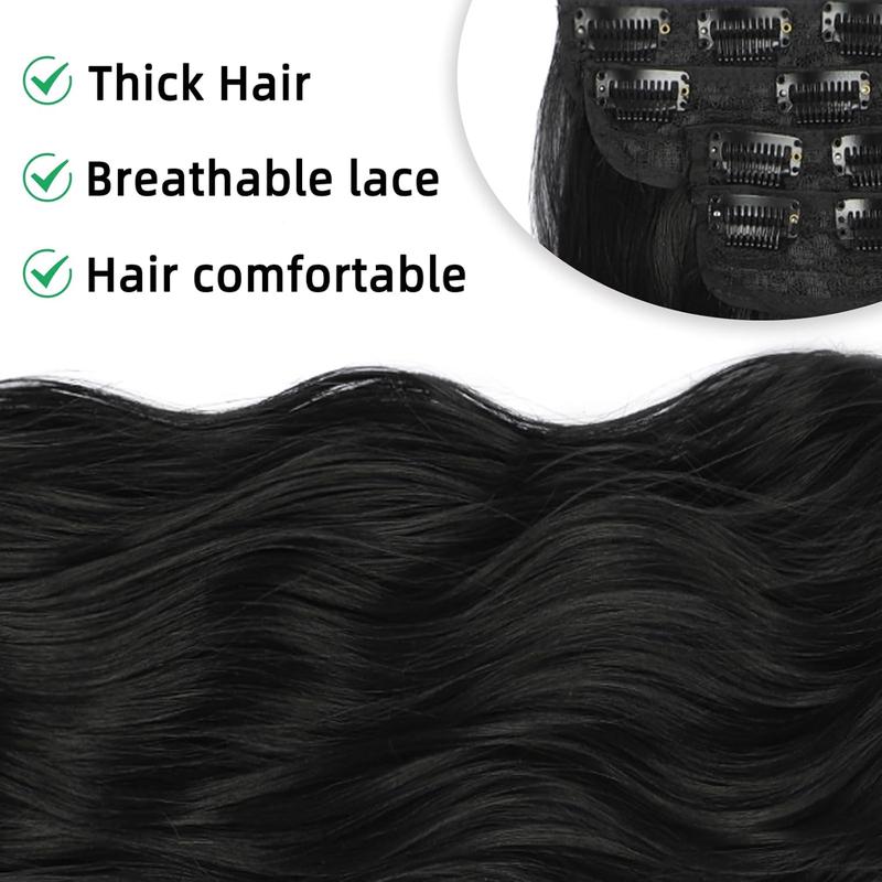 Vigorous Clip in Hair Extensions Long Wavy Synthetic Hairpieces,Natural & Soft Hair & Blends Well Hair Extensions,Easy to Wear for Women Girls Daily Use