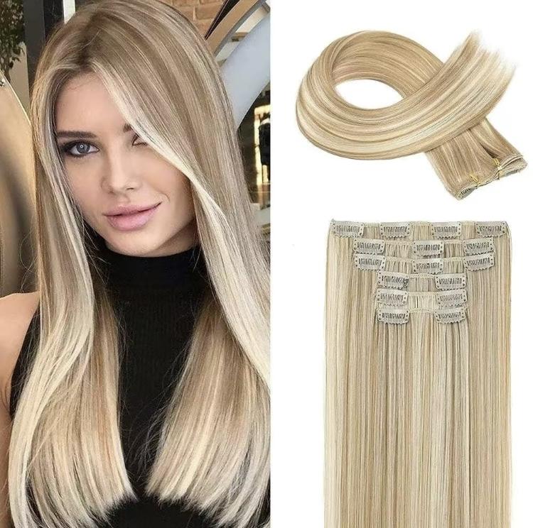 Enchanted Hair Clip in Hair Extensions for Women Long Straight hair Extension Full Head Synthetic Hair Extension Hairpieces, 24 inch 6 PCS Hairpieces for Women Feel Like Human Hair, Striking Natural Fluffy Invisible Seamless Natural Hairpieces