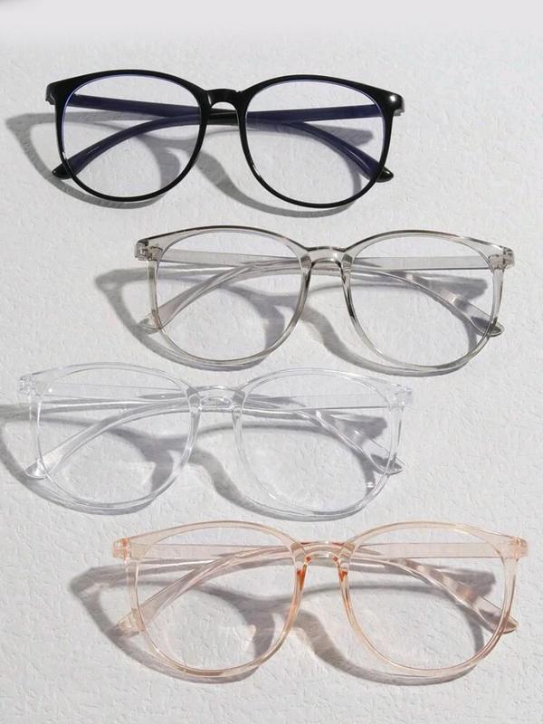 4 Pairs Simple Casual Eyeglasses for Everyday Use, Summer Trendy Oval Frame Fashion Eyewear, Travel Accessories