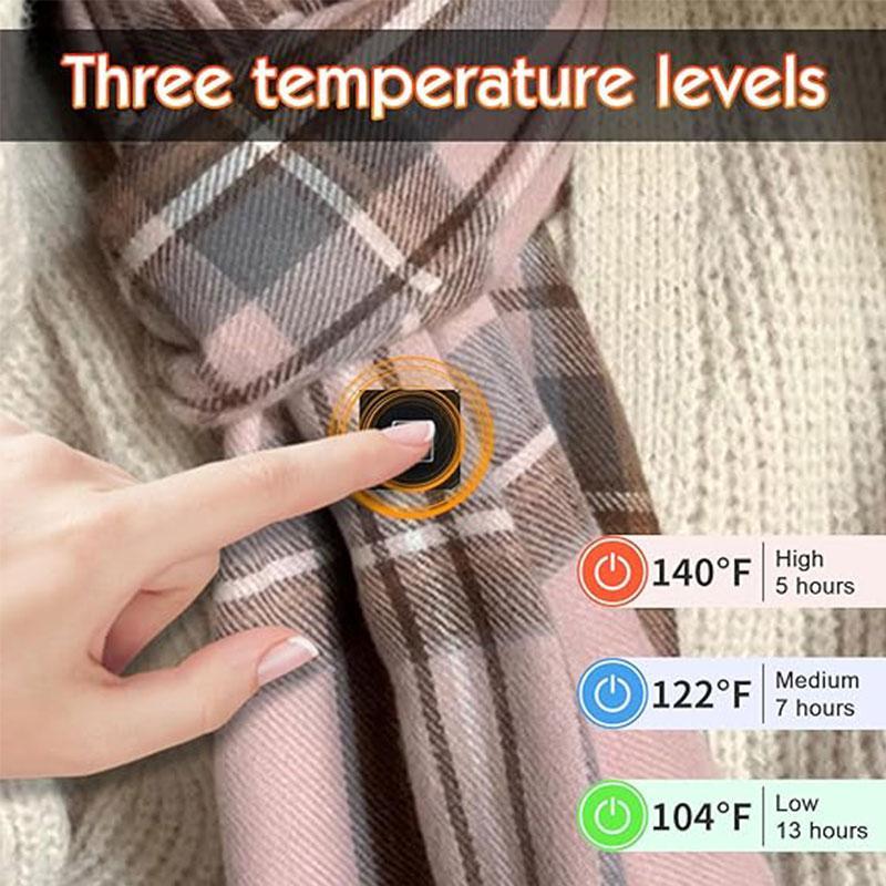 Electric Heated Scarf, Rechargeable Neck Heating Pad with 3-Temperature, Winter Warmth Gift Thanksgiving Gift for Family & Friends (No Power Bank Included)