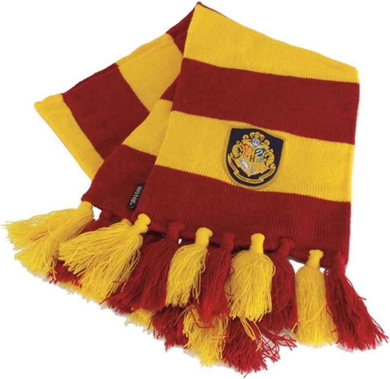 Hogwarts Harry Potter Scarf - Knit Red and Yellow Stripes, Fringed Bottom, Officially Licensed