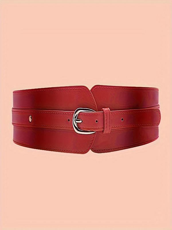 Women's Solid Color Wide Belt, Fashionable Pu Leather Waistband Luxury Belt for Daily Clothing Decoration, Trendy All-match & Exquisite Belt for Birthday Gift, Fall Outfits, Earthtone Fall Freshness