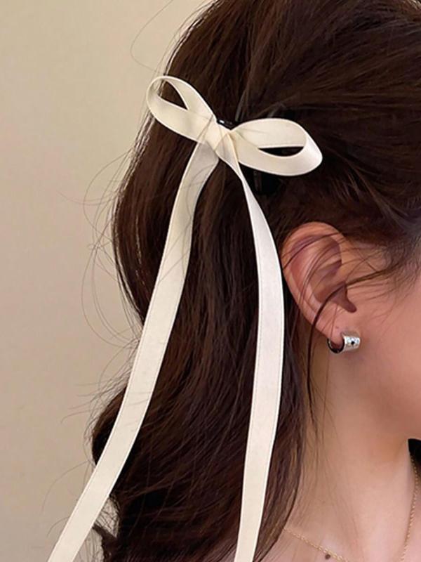 Ribbon Decor Hair Claws, Elegant Bowknot Hair Accessories for Women & Girls, Cute Lovely Hairwear for Daily Used