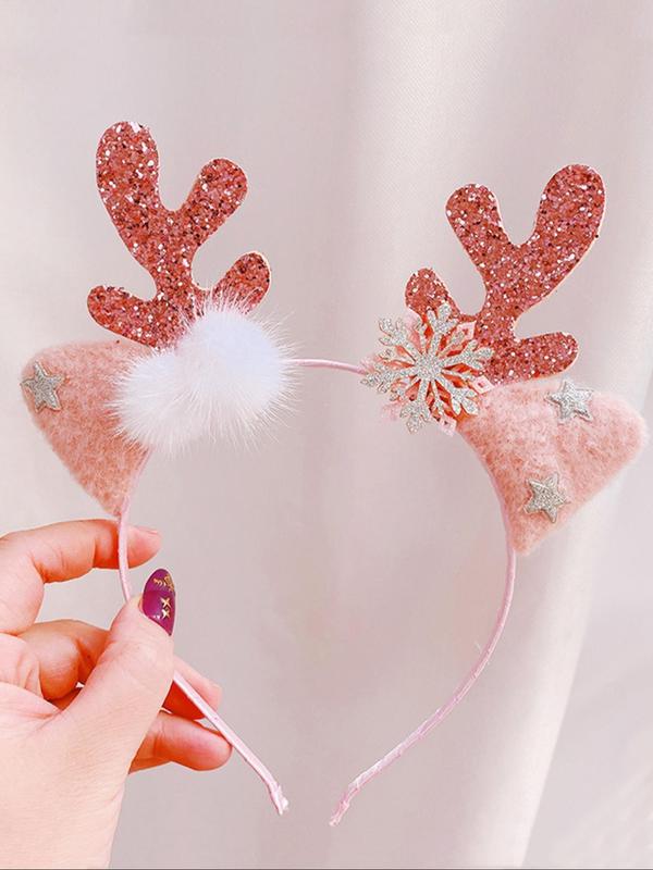 Cute Reindeer Antler Design Hair Hoop, Christmas Themed Hair Accessories for Women & Girls, Fashion Hair Accessories for Party, Daily Clothing Decor