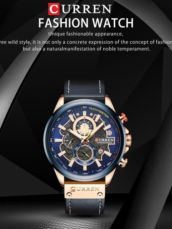 Men's Business Fashion Round Dial Analog-digital Quartz Watch, Fashion Luminous Watch for Party, Daily Clothing Decor, Trendy All-match & Exquisite Watch for Birthday Gift with Box